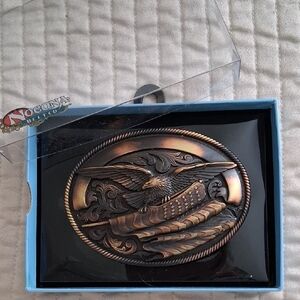 Nocona Patriotic Eagle & Flag Belt Buckle - NWT